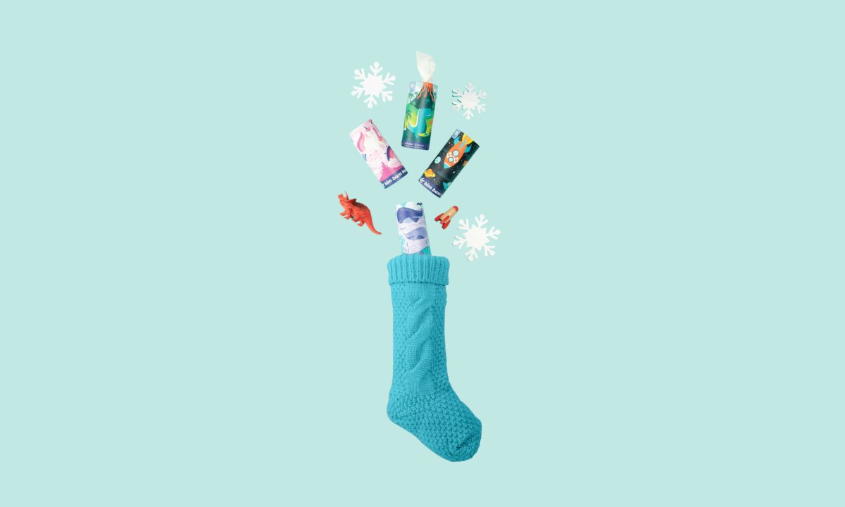 kids facial tissue exploding out of stocking